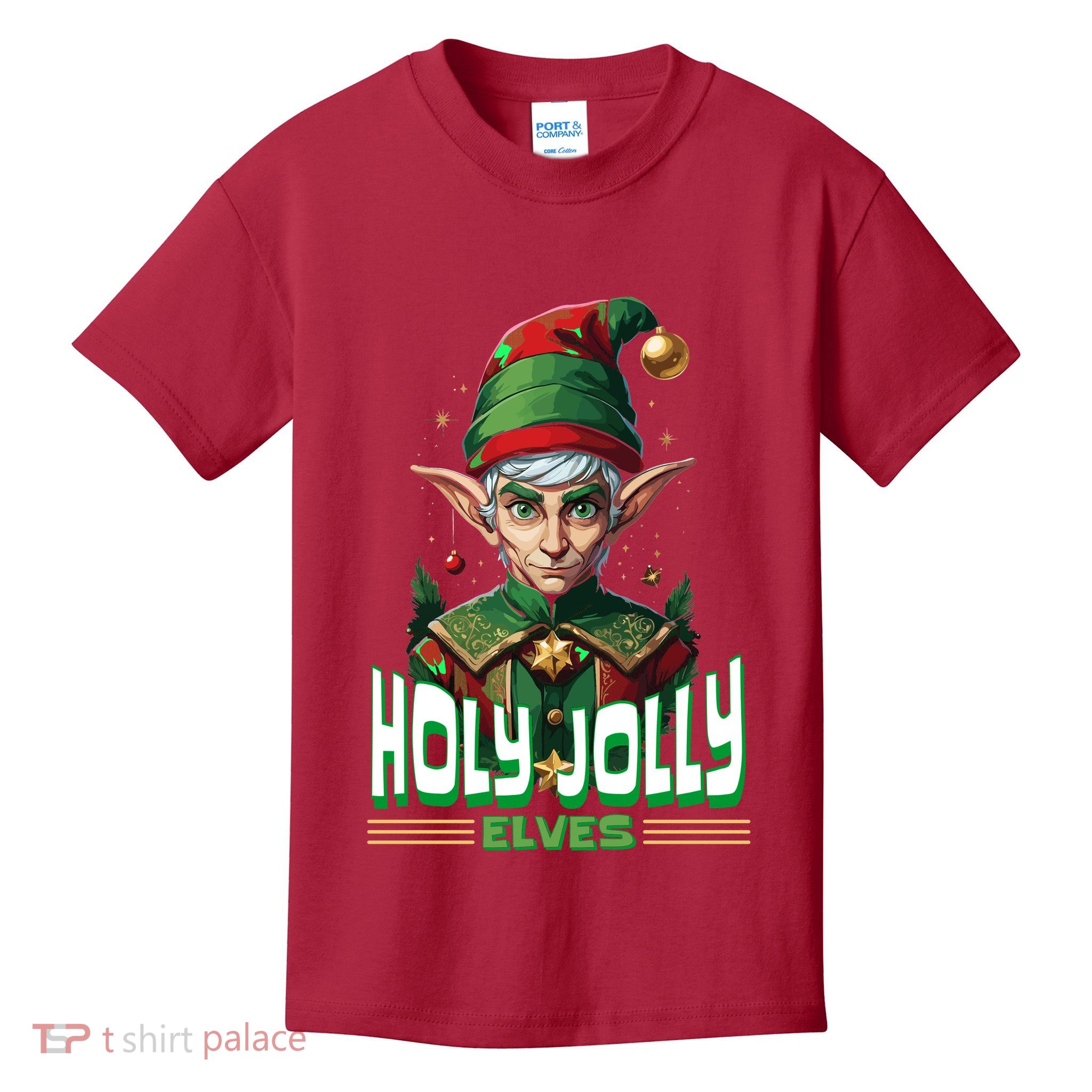 Holly Jolly Elves Funny Christmas Elf Kids T-Shirt