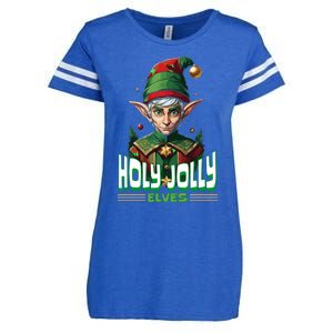 Holly Jolly Elves Funny Christmas Elf Enza Ladies Jersey Football T-Shirt