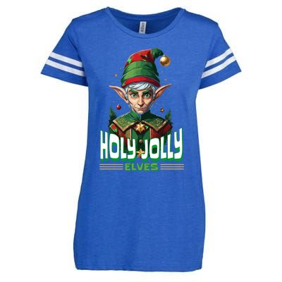 Holly Jolly Elves Funny Christmas Elf Enza Ladies Jersey Football T-Shirt