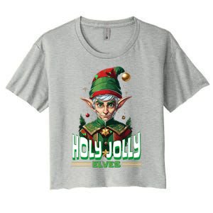 Holly Jolly Elves Funny Christmas Elf Women's Crop Top Tee