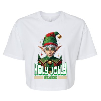 Holly Jolly Elves Funny Christmas Elf Bella+Canvas Jersey Crop Tee