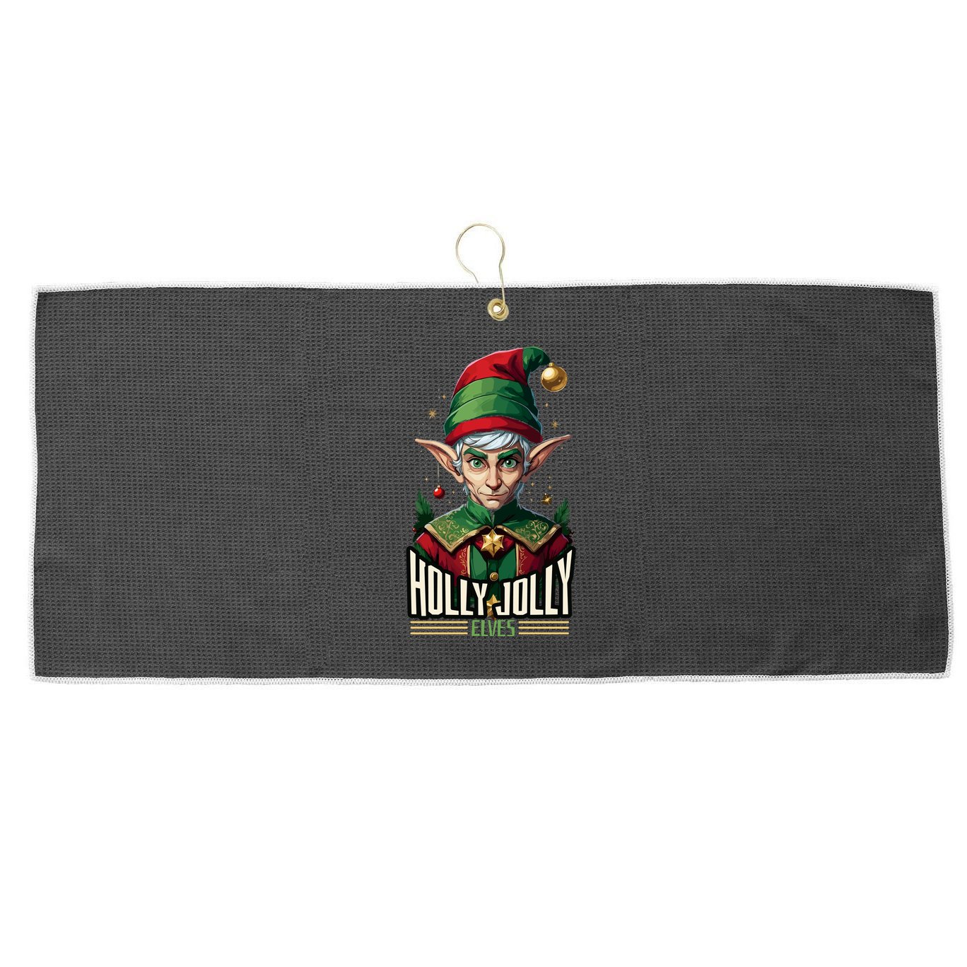 Holly Jolly Elves Large Microfiber Waffle Golf Towel
