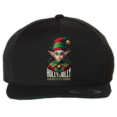 Holly Jolly Elves Wool Snapback Cap