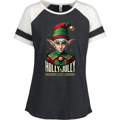 Holly Jolly Elves Enza Ladies Jersey Colorblock Tee