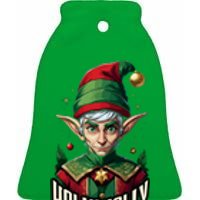 Holly Jolly Elves Ceramic Bell Ornament