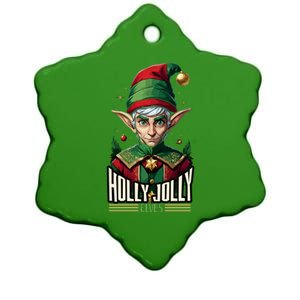 Holly Jolly Elves Ceramic Star Ornament