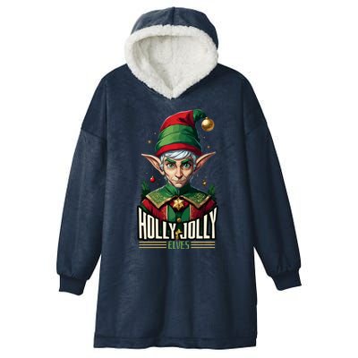 Holly Jolly Elves Hooded Wearable Blanket