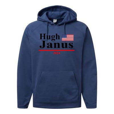 Hugh Janus Funny Presidential Election President 2024 Performance Fleece Hoodie