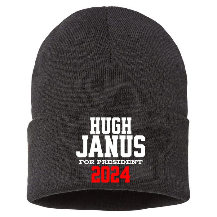 Hugh Janus Funny Presidential Election President 2024 Sustainable Knit Beanie