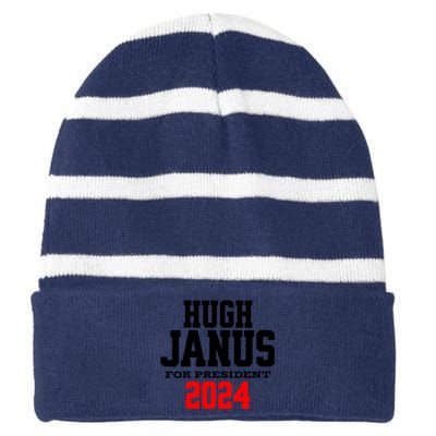 Hugh Janus Funny Presidential Election President 2024 Striped Beanie with Solid Band