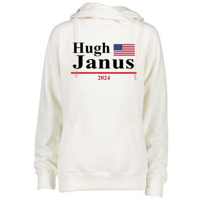 Hugh Janus Funny Presidential Election 2024 Parody Innuendo Womens Funnel Neck Pullover Hood