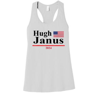 Hugh Janus Funny Presidential Election 2024 Parody Innuendo Women's Racerback Tank