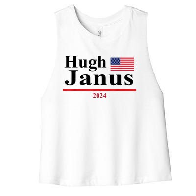 Hugh Janus Funny Presidential Election 2024 Parody Innuendo Women's Racerback Cropped Tank