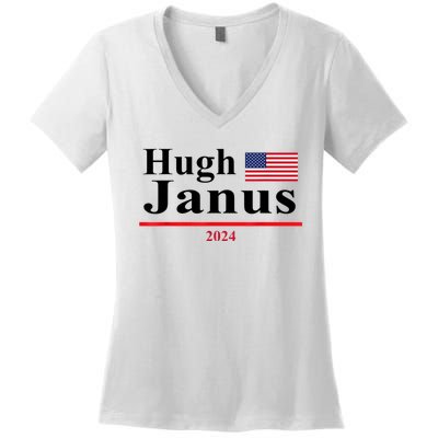 Hugh Janus Funny Presidential Election 2024 Parody Innuendo Women's V-Neck T-Shirt