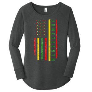 Happy Juneteenth Flag Melanin Black Pride Pan African 1865 Women's Perfect Tri Tunic Long Sleeve Shirt