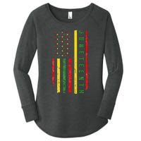 Happy Juneteenth Flag Melanin Black Pride Pan African 1865 Women's Perfect Tri Tunic Long Sleeve Shirt