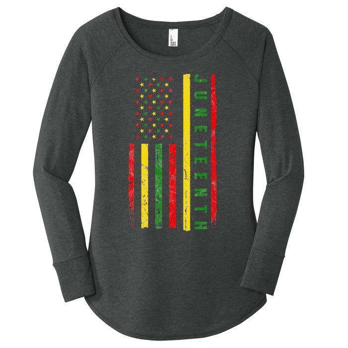 Happy Juneteenth Flag Melanin Black Pride Pan African 1865 Women's Perfect Tri Tunic Long Sleeve Shirt