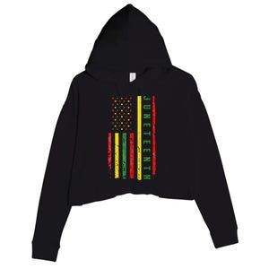 Happy Juneteenth Flag Melanin Black Pride Pan African 1865 Crop Fleece Hoodie