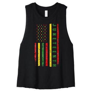 Happy Juneteenth Flag Melanin Black Pride Pan African 1865 Women's Racerback Cropped Tank