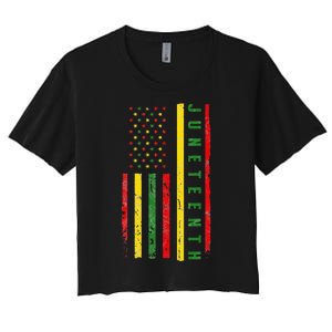 Happy Juneteenth Flag Melanin Black Pride Pan African 1865 Women's Crop Top Tee