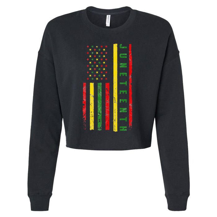 Happy Juneteenth Flag Melanin Black Pride Pan African 1865 Cropped Pullover Crew