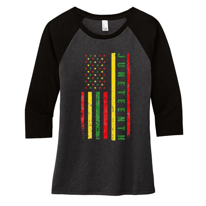 Happy Juneteenth Flag Melanin Black Pride Pan African 1865 Women's Tri-Blend 3/4-Sleeve Raglan Shirt