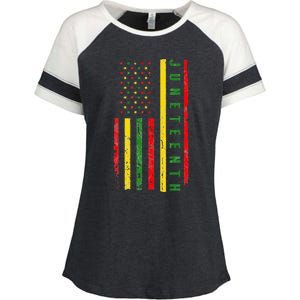 Happy Juneteenth Flag Melanin Black Pride Pan African 1865 Enza Ladies Jersey Colorblock Tee