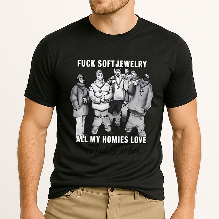 Hard Jewelry Fuck Soft Jewelry All My Homies Love Bad Bitches Cooling Performance Crew T-Shirt