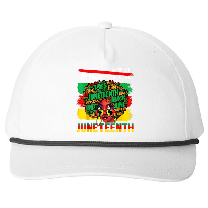 Happy Juneteenth Freedom Day African American June 19th Snapback Five-Panel Rope Hat