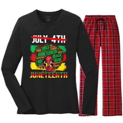 Happy Juneteenth Freedom Day African American June 19th Women's Long Sleeve Flannel Pajama Set 