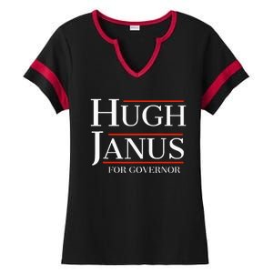 Hugh Janus For Governor Funny Meme Gag Gift Ladies Halftime Notch Neck Tee