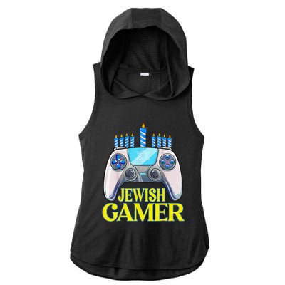 Hanukkah Jewish Gamer Video Game Christmas Xmas Boys Ladies PosiCharge Tri-Blend Wicking Draft Hoodie Tank