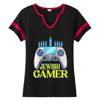 Hanukkah Jewish Gamer Video Game Christmas Xmas Boys Ladies Halftime Notch Neck Tee