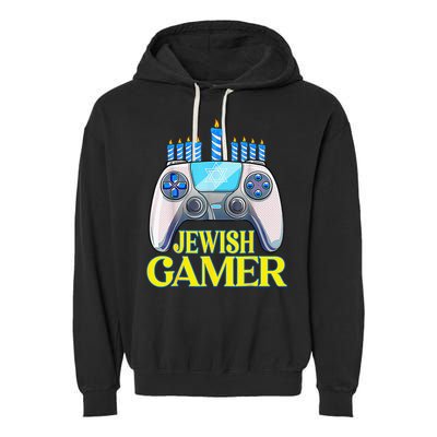 Hanukkah Jewish Gamer Video Game Christmas Xmas Boys Garment-Dyed Fleece Hoodie