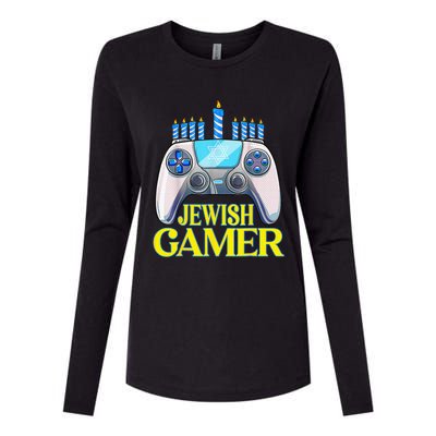 Hanukkah Jewish Gamer Video Game Christmas Xmas Boys Womens Cotton Relaxed Long Sleeve T-Shirt