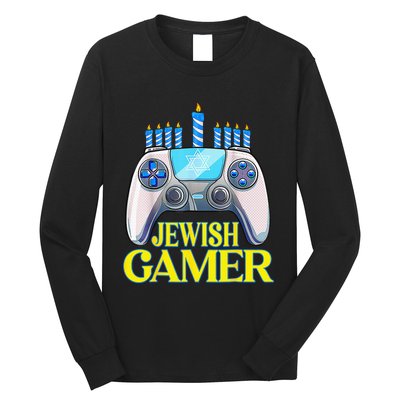 Hanukkah Jewish Gamer Video Game Christmas Xmas Boys Long Sleeve Shirt