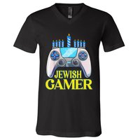 Hanukkah Jewish Gamer Video Game Christmas Xmas Boys V-Neck T-Shirt