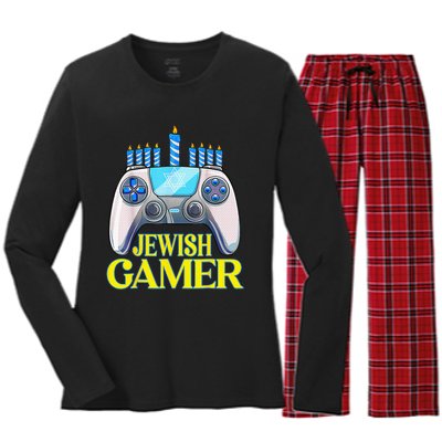 Hanukkah Jewish Gamer Video Game Christmas Xmas Boys Women's Long Sleeve Flannel Pajama Set 