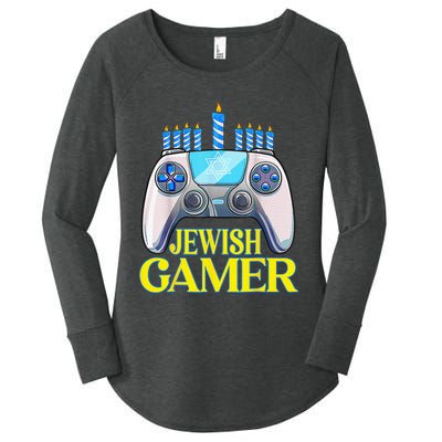 Hanukkah Jewish Gamer Video Game Christmas Xmas Boys Women's Perfect Tri Tunic Long Sleeve Shirt