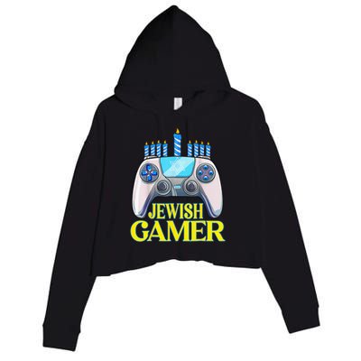 Hanukkah Jewish Gamer Video Game Christmas Xmas Boys Crop Fleece Hoodie