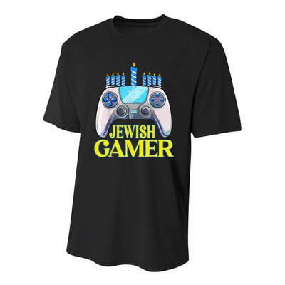 Hanukkah Jewish Gamer Video Game Christmas Xmas Boys Youth Performance Sprint T-Shirt