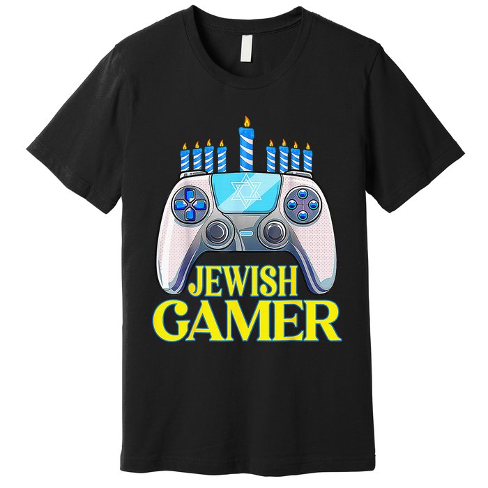 Hanukkah Jewish Gamer Video Game Christmas Xmas Boys Premium T-Shirt