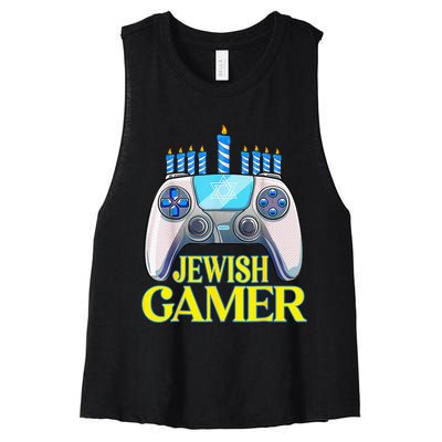 Hanukkah Jewish Gamer Video Game Christmas Xmas Boys Women's Racerback Cropped Tank