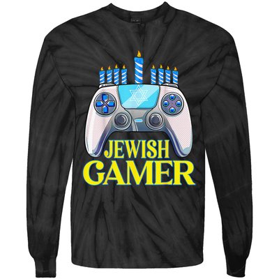 Hanukkah Jewish Gamer Video Game Christmas Xmas Boys Tie-Dye Long Sleeve Shirt