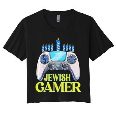 Hanukkah Jewish Gamer Video Game Christmas Xmas Boys Crop Top