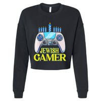 Hanukkah Jewish Gamer Video Game Christmas Xmas Boys Cropped Pullover Crew