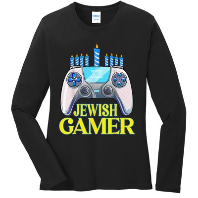 Hanukkah Jewish Gamer Video Game Christmas Xmas Boys Ladies Long Sleeve Shirt