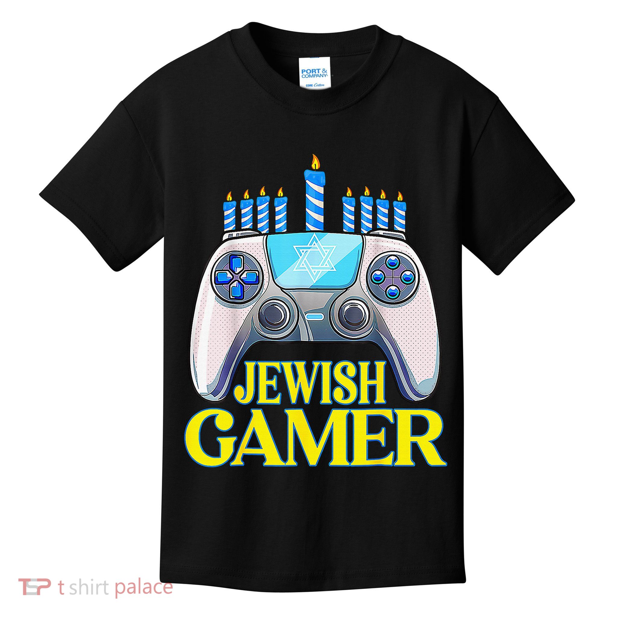 Hanukkah Jewish Gamer Video Game Christmas Xmas Boys Kids T-Shirt