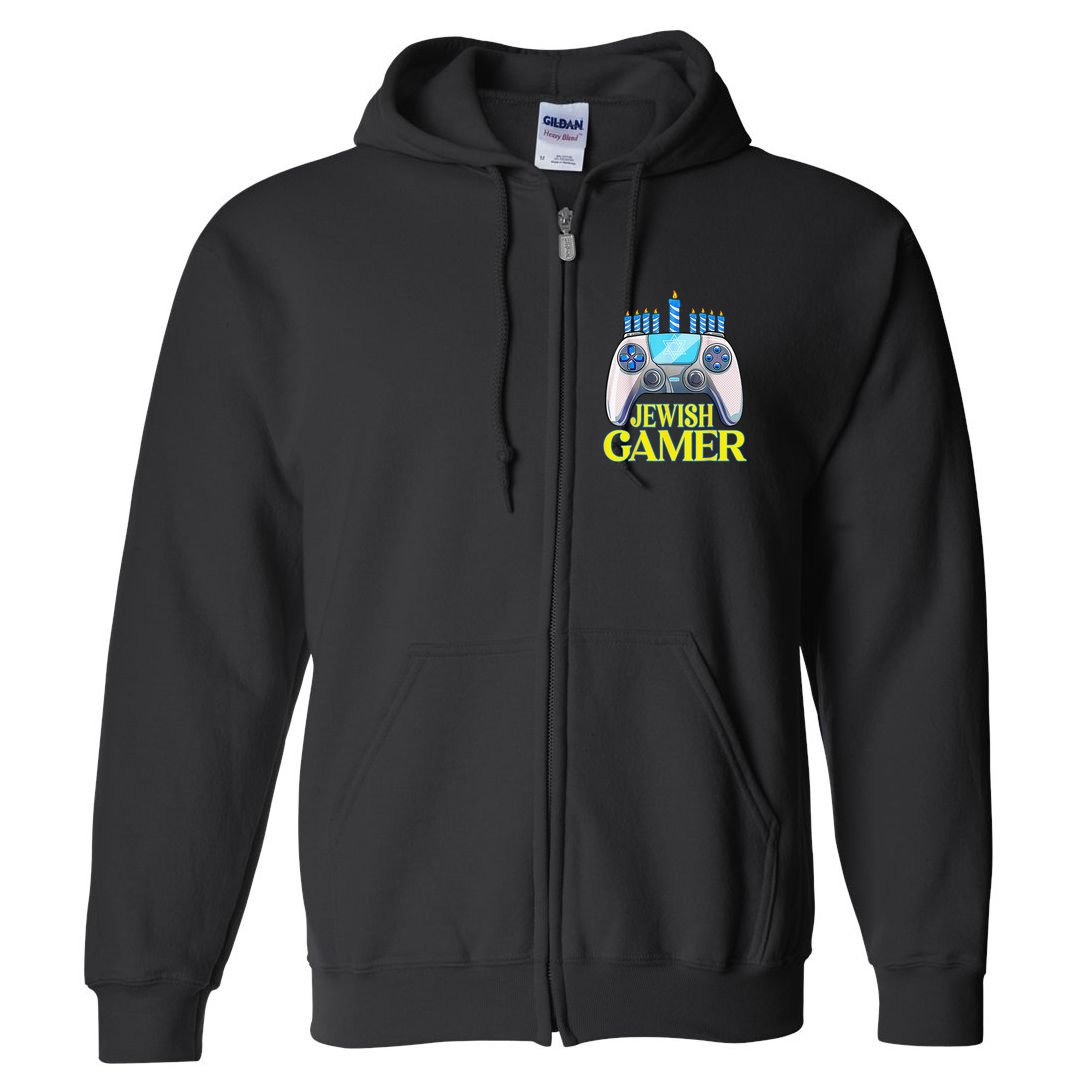 Hanukkah Jewish Gamer Video Game Christmas Xmas Boys Full Zip Hoodie