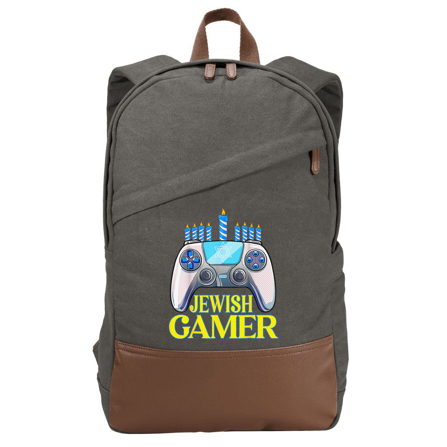 Hanukkah Jewish Gamer Video Game Christmas Xmas Boys Cotton Canvas Backpack